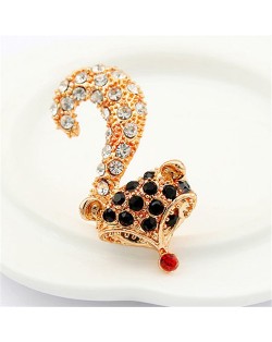 Rhinestones Embellished Lovely Fox Design Fashion Ring - Black