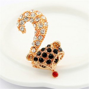 Rhinestones Embellished Lovely Fox Design Fashion Ring - Black