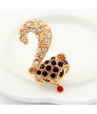 Rhinestones Embellished Lovely Fox Design Fashion Ring - Black