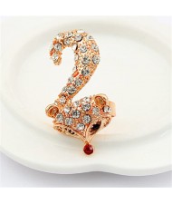Rhinestones Embellished Lovely Fox Design Fashion Ring - White