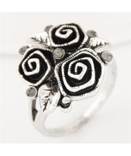 Vintage Style Roses Silver Fashion Ring
