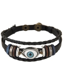 Eye Pendant Design Multi-layer Weaving Leather Fashion Bracelet