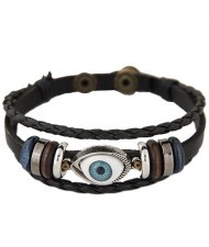 Eye Pendant Design Multi-layer Weaving Leather Fashion Bracelet