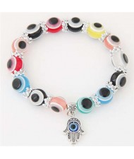 Unique Folk Style Vintage Hand Pendant Eye Beads Fashion Bracelet - Multicolor