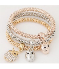 Night Owl Pendants Triple Layers Alloy Fashion Bracelet