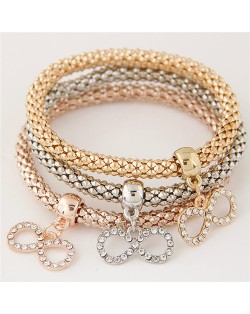 Infinity Symbol Pendants Triple Layers Combo Studs Fashion Alloy Bracelet