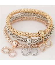 Infinity Symbol Pendants Triple Layers Combo Studs Fashion Alloy Bracelet