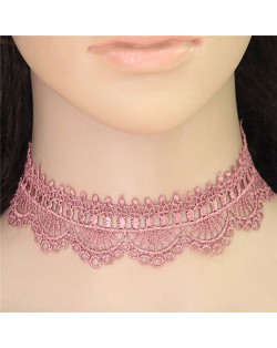 Pinky Floral Pattern Lace Women Fashion Necklace