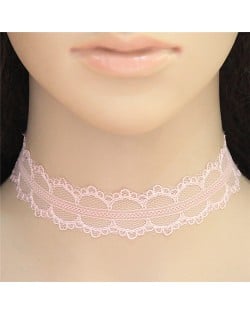 Young Girls Fashion Pink Lace Necklace