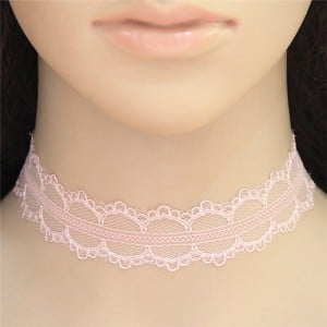 Young Girls Fashion Pink Lace Necklace