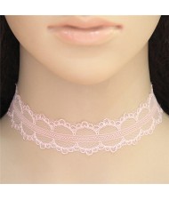 Young Girls Fashion Pink Lace Necklace