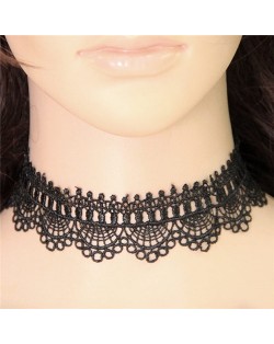 Western Fashion Floral Style Hollow Black Lace Necklace