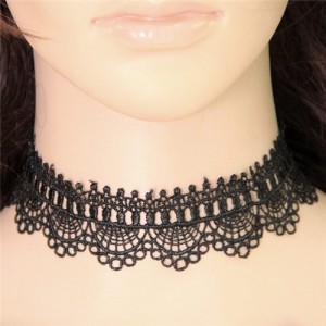 Western Fashion Floral Style Hollow Black Lace Necklace