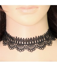 Western Fashion Floral Style Hollow Black Lace Necklace