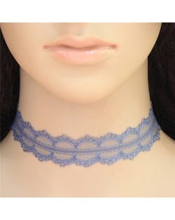 High Fashion Blue Floral Lace Necklace