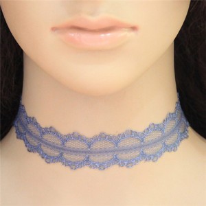 High Fashion Blue Floral Lace Necklace