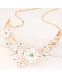 Korean Fashion Oil-spot Glazed Sweet Flowers Statement Necklace 