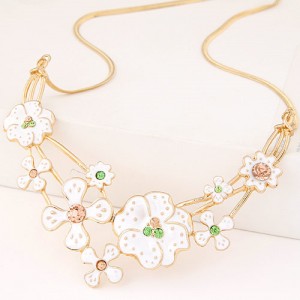 Korean Fashion Oil-spot Glazed Sweet Flowers Statement Necklace 