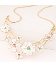 Korean Fashion Oil-spot Glazed Sweet Flowers Statement Necklace