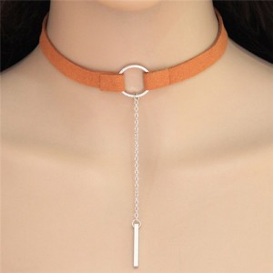 Hoop Fashion with Dangling Stick Design Rope Statement Necklace - Yellow and Silver