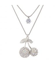 Rhinestone Hazelnut Pendant Two Layers Long Fashion Necklace/ Sweater Chain