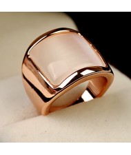 Square Opal Inlaid Wide Style 18K Rose Gold Plated Ring