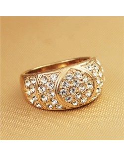 Shining Rhinestone Embellished Classical Chunky Style Rose Gold Ring