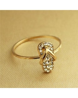 Rhinestone Inlaid Slippers Rose Gold Plated Ring