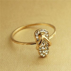 Rhinestone Inlaid Slippers Rose Gold Plated Ring