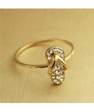 Rhinestone Inlaid Slippers Rose Gold Plated Ring