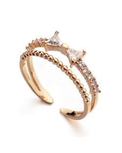 Rhinestone Bowknot Dual Layers Rose Gold/ Platinum Ring