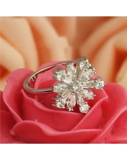 Cubic Zirconia Snow Flake Platinum Plated Ring