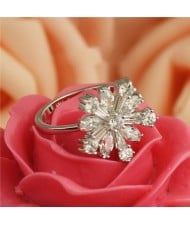Cubic Zirconia Snow Flake Platinum Plated Ring