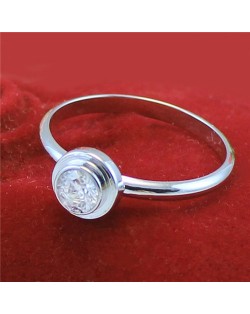 Cubic Zirconia Embellished Round Fashion 18k Platinum Plated Ring