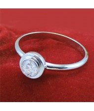Cubic Zirconia Embellished Round Fashion 18k Platinum Plated Ring