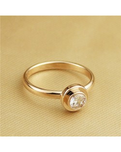 Cubic Zirconia Embellished Round Fashion 18k Rose Gold Plated Ring