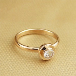 Cubic Zirconia Embellished Round Fashion 18k Rose Gold Plated Ring