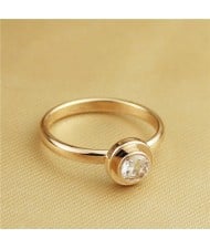 Cubic Zirconia Embellished Round Fashion 18k Rose Gold Plated Ring