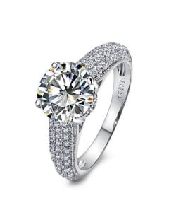Transparent Cubic Zirconia Inlaid Four Claws 18K Platinum Plated Ring