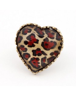 Vintage Design Red Leopard Peach Heart Ring