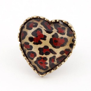 Vintage Design Red Leopard Peach Heart Ring