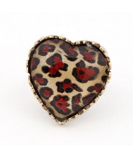 Vintage Design Red Leopard Peach Heart Ring
