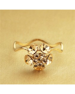 Fair Maiden Fashion Crystal Flower Rose Gold Plated Ring