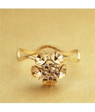 Fair Maiden Fashion Crystal Flower Rose Gold Plated Ring