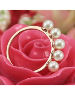 Pearls Inlaid 18K Rose Gold Plated Ring