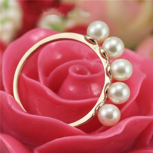 Pearls Inlaid 18K Rose Gold Plated Ring