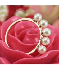 Pearls Inlaid 18K Rose Gold Plated Ring