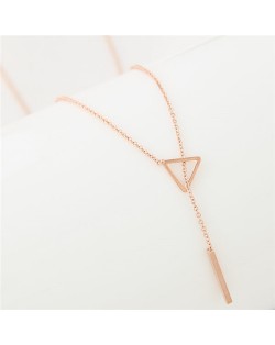 Sweet Fashion Triangle and Wish Stick Combo Design Long Chain Necklace - Golden