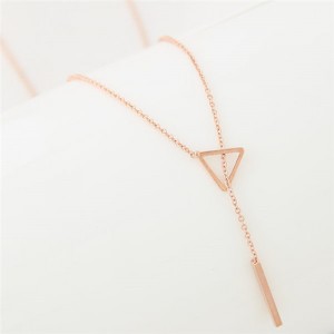 Sweet Fashion Triangle and Wish Stick Combo Design Long Chain Necklace - Golden