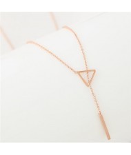 Sweet Fashion Triangle and Wish Stick Combo Design Long Chain Necklace - Golden
